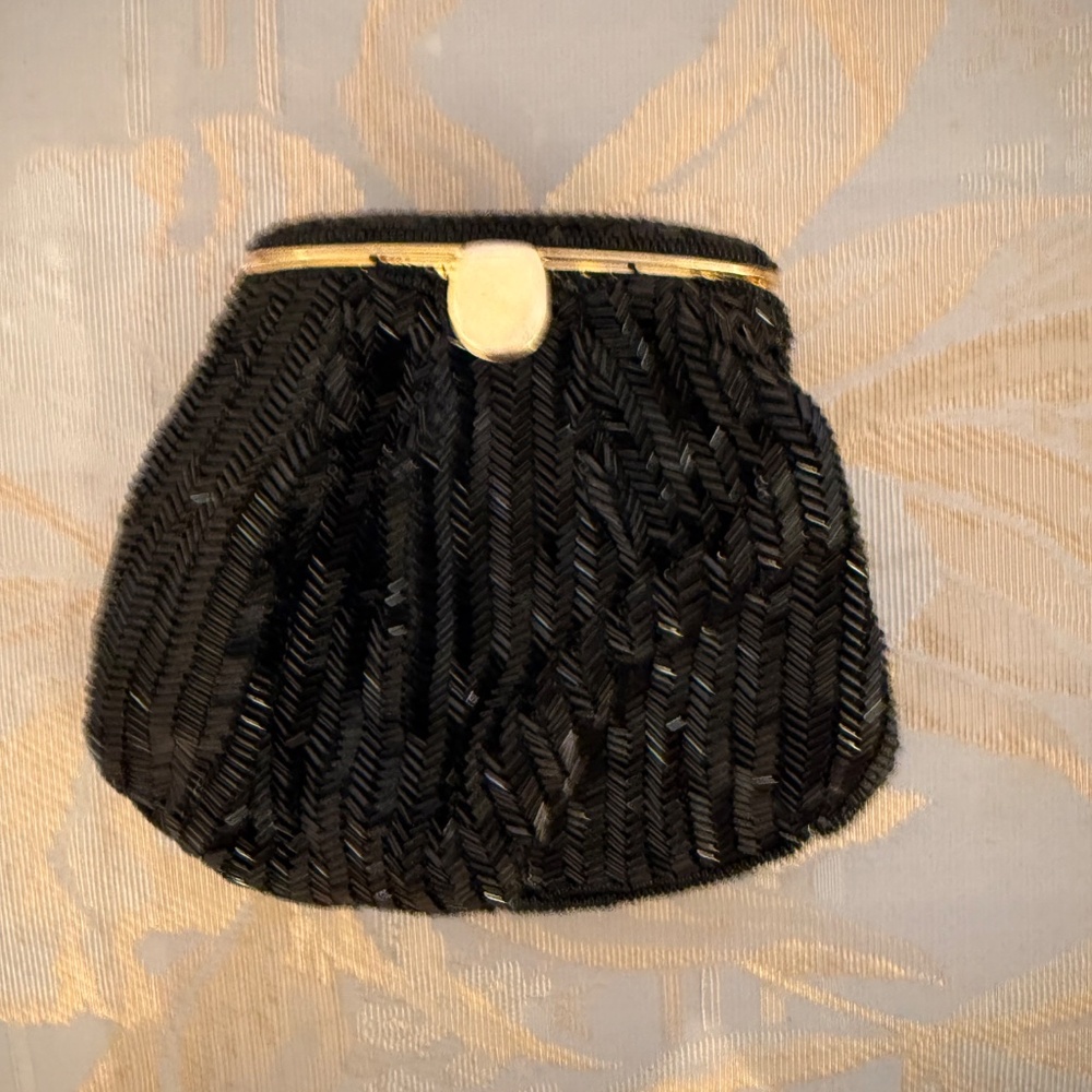 Hand Beaded Cocktail Bag with gold strap
